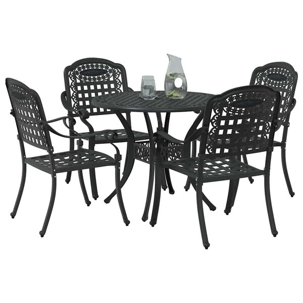 vidaXL Garden Dining Set 5 pcs Black Aluminium