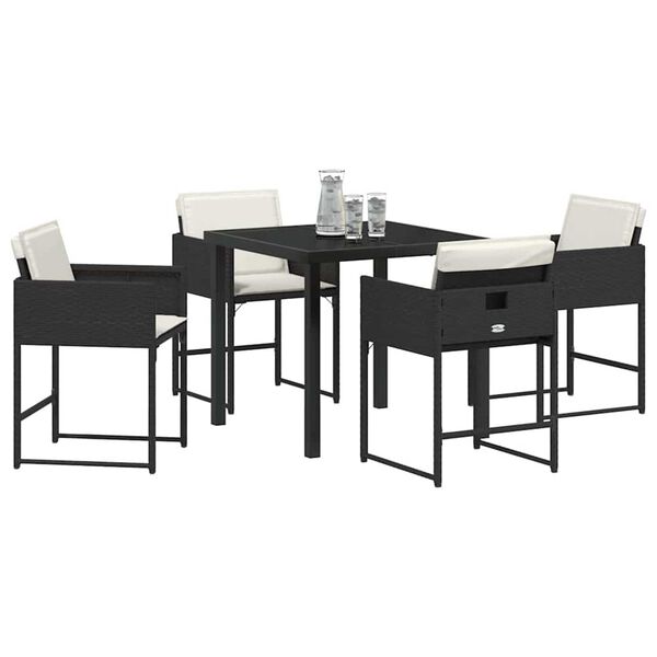 vidaXL Garden Dining Set 5 pcs Black Poly Rattan