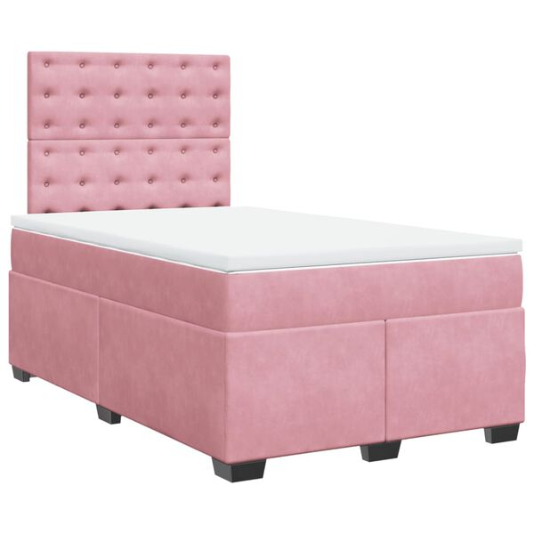 vidaXL Box Spring Bed with Mattress Pink 120x200 cm Velvet