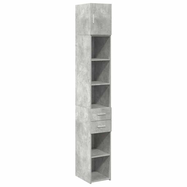 vidaXL Slim Storage Cabinet Concrete Grey 30x42.5x225 cm Engineered Wood