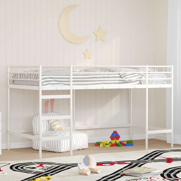 vidaXL Kids'Loft Bed Frame White 90 x 200 cm Steel