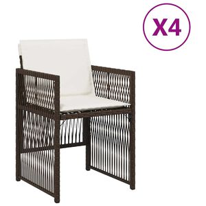 vidaXL Garden Chairs with Cushions 4 pcs Brown Poly Rattan