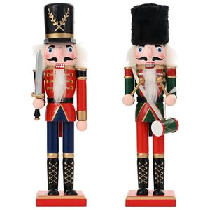 vidaXL Christmas Nutcracker TURKU 2 pcs Red and Black 30 cm