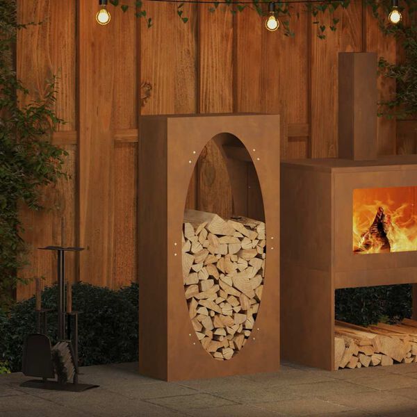 vidaXL Firewood Rack 50x23x100 cm Weathering Steel