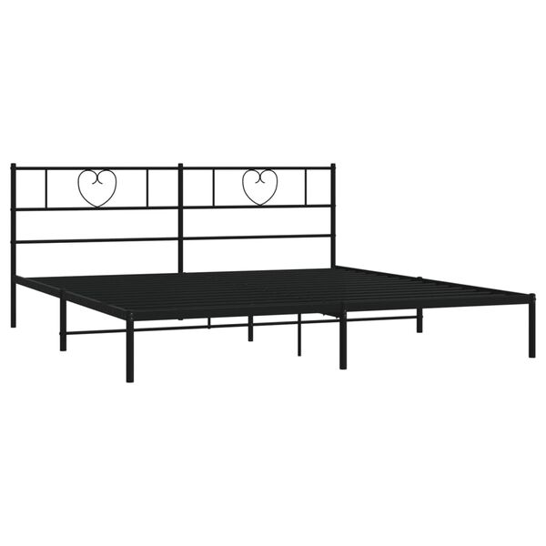 vidaXL Metal Bed Frame without Mattress with Headboard Black 200x200cm
