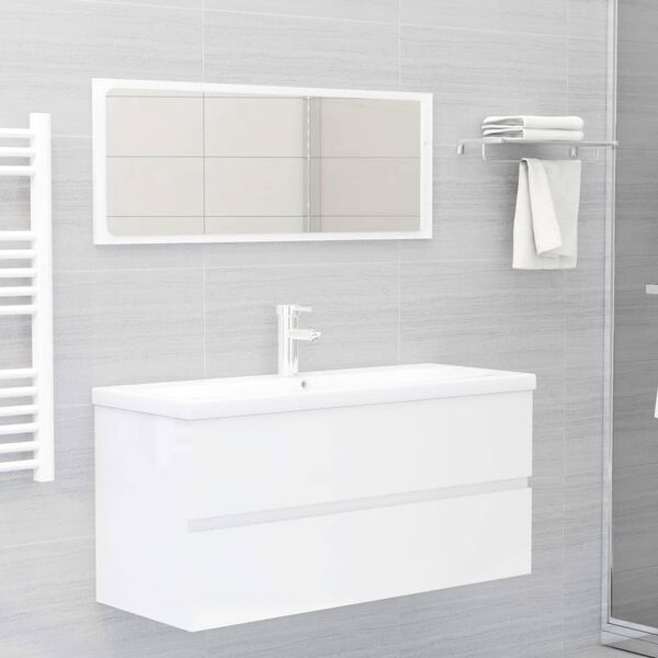 vidaXL Bathroom Furniture Set High Gloss White Engineered Wood
