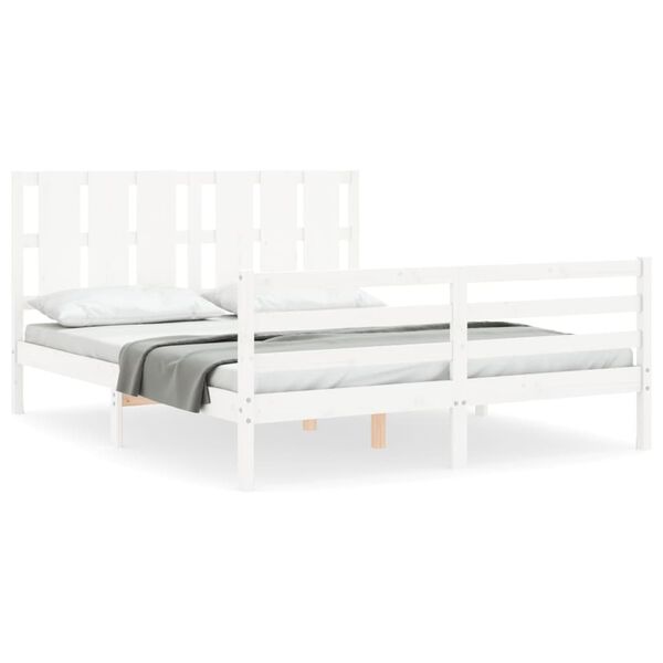vidaXL Bed Frame without Mattress White 160x200 cm Solid Wood