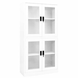 vidaXL Office Cabinet White 90x40x180 cm Steel and Tempered Glass