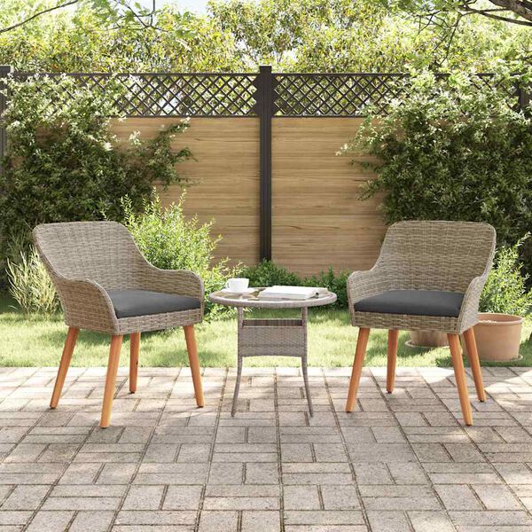 vidaXL Garden Chair 2 pcs Black 55 x 62.5 x 82cm Poly Rattan