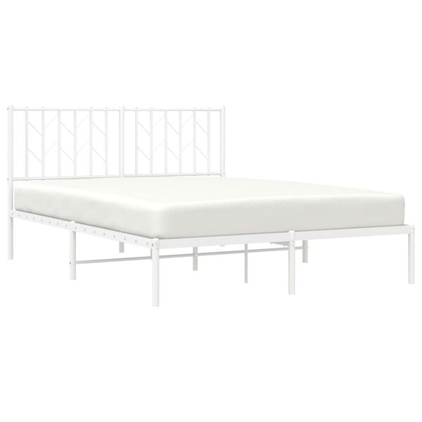 vidaXL Metal Bed Frame without Mattress with Headboard White 140x190cm