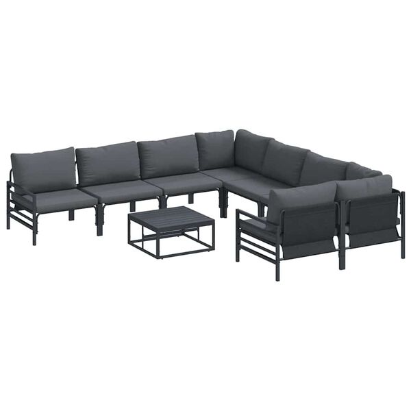 vidaXL Garden Sofa Set with Cushion 9 pcs Anthracite Steel