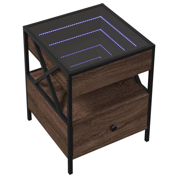 vidaXL Coffee Table with Infinity LED Brown Oak 40x40x51 cm