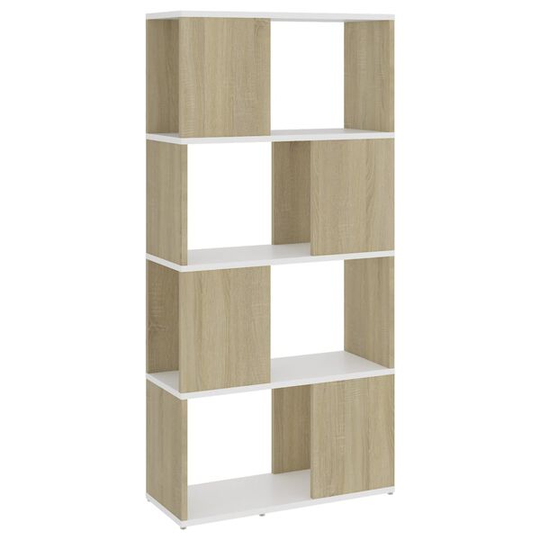 vidaXL Book Cabinet Room Divider White and Sonoma Oak 60x24x124.5 cm
