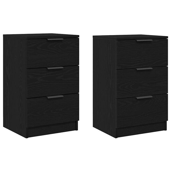 vidaXL Bedside Cabinet 2 pcs Black Oak 40 x 65 x 65 cm Engineered Wood