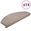 vidaXL Stair Mats 15 pcs 65x24x4 cm Light Brown Half Round Large