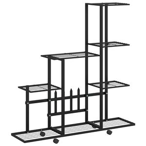 vidaXL Flower Stand with Wheel 94,5x25x92,5 cm Black Metal