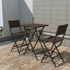 vidaXL 3 Piece Folding Bistro Set Steel Poly Rattan Brown
