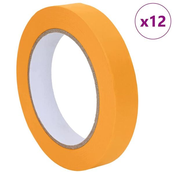 vidaXL Painter Masking Tapes 12 pcs Yellow 19mm x 50m Paper