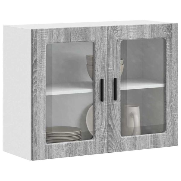 vidaXL Kitchen Wall Cabinet with Glass Door Porto Grey Sonoma