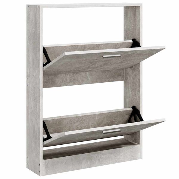 vidaXL Shoe Cabinet Concrete Grey 59x17x81 cm Engineered Wood