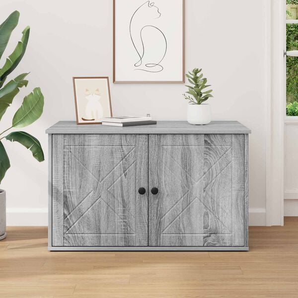 vidaXL Cat House Grey Sonoma 85 x 55 x 50 cm Engineered Wood