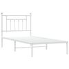 vidaXL Metal Bed Frame without Mattress with Headboard White 90x200cm