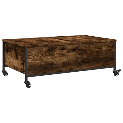 vidaXL Coffee Table with Wheels Smoked Oak 91x55x34 cm Engineered Wood