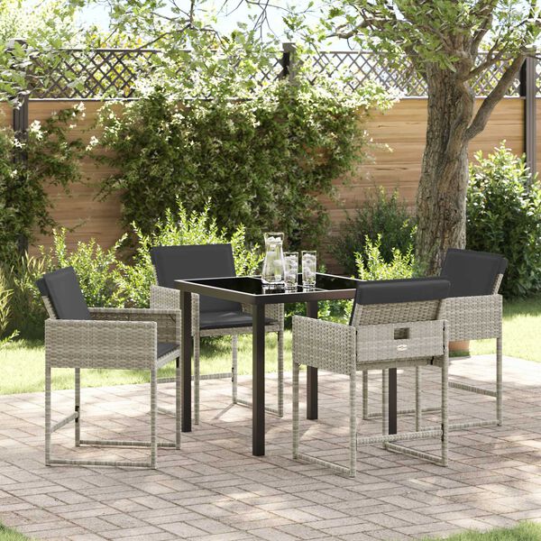 vidaXL Garden Dining Set 5 pcs Beige Poly Rattan