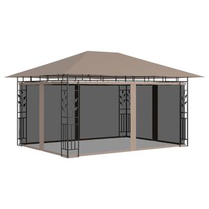 vidaXL Gazebo with Mosquito Net 4x3x2.73 m Taupe 180 g/m&sup2;