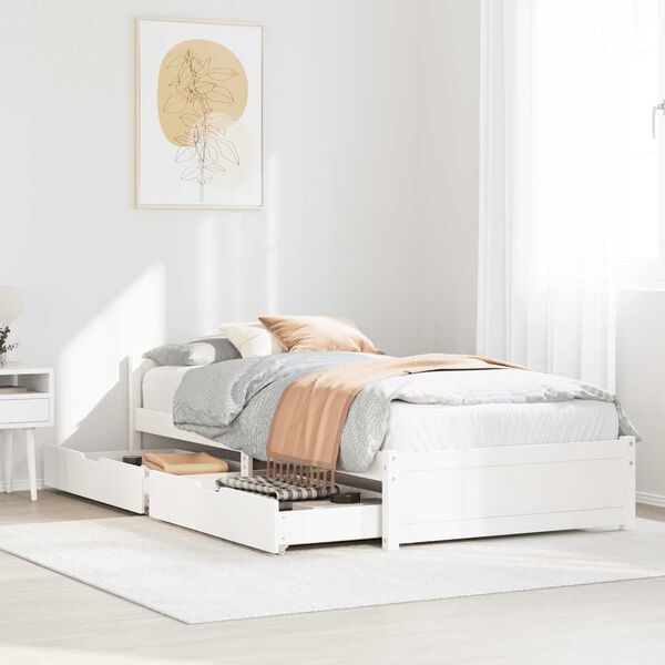 vidaXL Bed Frame without Mattress White 90x190 cm Single Solid Wood Pine