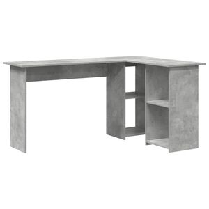 vidaXL Desk with Shelf Concrete Grey 142 x 102 x 73 cm Engineered Wood