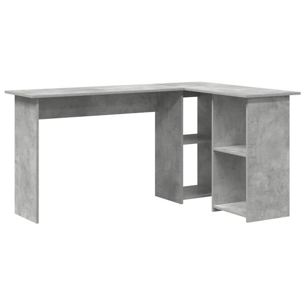 vidaXL Desk with Shelf Concrete Grey 142 x 102 x 73 cm Engineered Wood