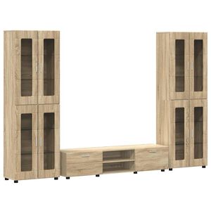 vidaXL TV Cabinet Set with Drawer FLORIN Sonoma Oak Engineered Wood