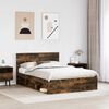 vidaXL Bed Frame Smoked Oak 135 x 190 cm Solid Pine Wood