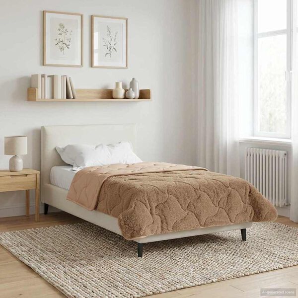 vidaXL Winter Duvet Taupe 135 x 200 cm Microfiber and Teddy fleece