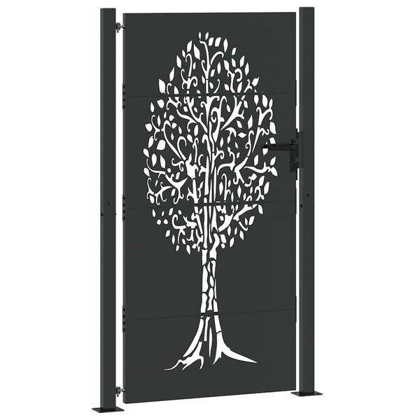 vidaXL Garden Gate with Lock Black 100 x 200 cm Powder-coated steel