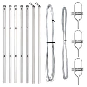 vidaXL Embedded Fence Post 7 pcs Silver Powder-Coated Steel