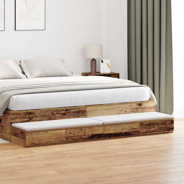 vidaXL Bed Drawers Old Wood 180 x 36.5 x 16.5 cm Engineered Wood