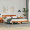 vidaXL Bed Frame with Headboard Wax Brown 150 x 200 cm Solid Pine Wood
