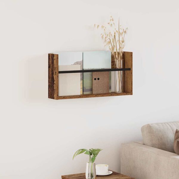 vidaXL Magazine Rack Old Wood 60 x 12 x 30 cm Engineered Wood