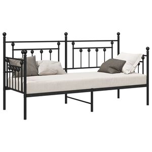 vidaXL Daybed Frame with Headboard Black 75 x 190 cm Steel