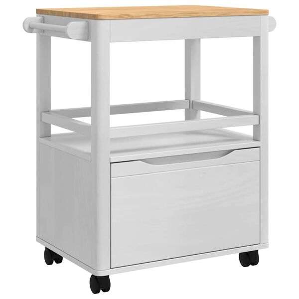 vidaXL Kitchen Trolley FLORO White 72.5 x 45 x 80 cm Solid Pine Wood