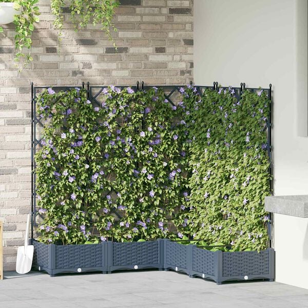 vidaXL Garden Planter 5 pcs Grey 120 x 120 x 125.5 cm Plastic