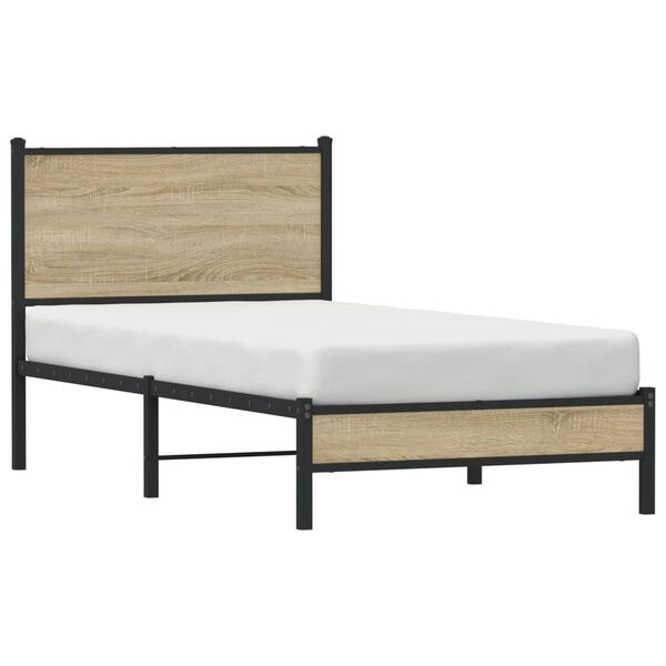 vidaXL Metal Bed Frame without Mattress Sonoma Oak 80x200 cm