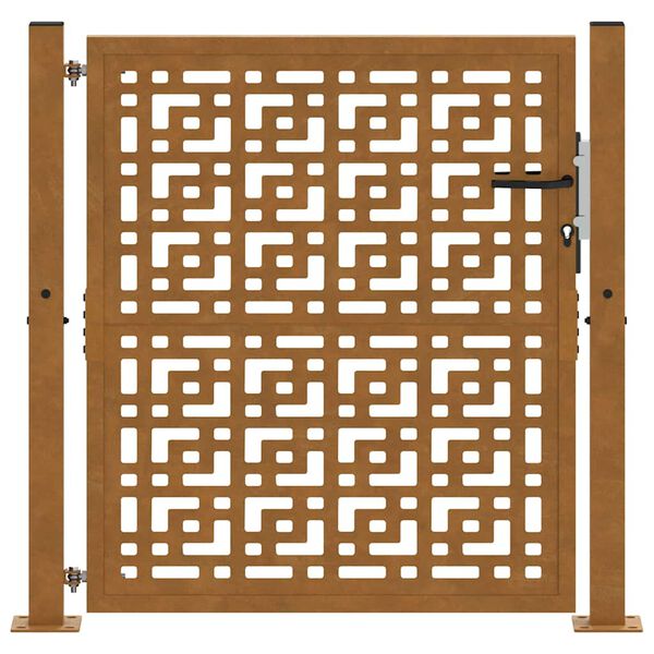 vidaXL Garden Gate 100x100 cm Weathering Steel Cross Design