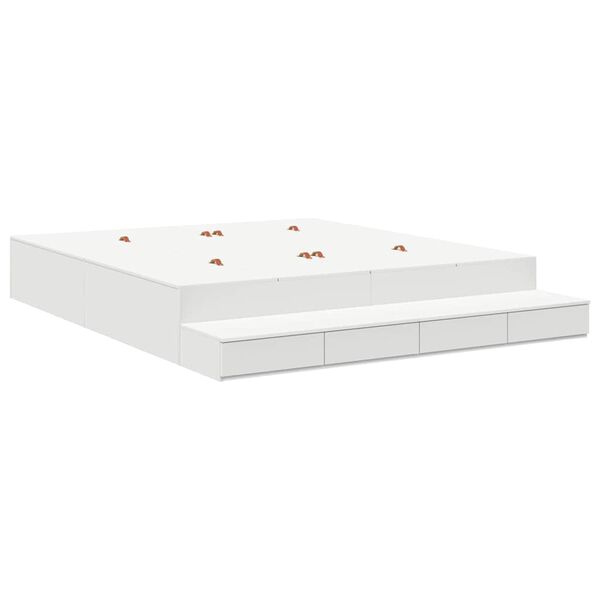 vidaXL Storage Bed Frame with Drawer White 200 cm Engineered Wood