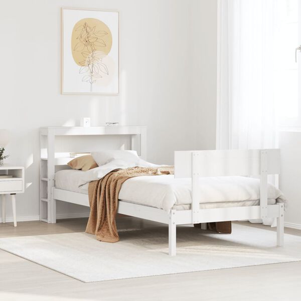 vidaXL Bed Frame without Mattress White 75x190 cm Small Single Solid Wood Pine