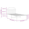 vidaXL Metal Bed Frame without Mattress with Headboard White 107x203cm