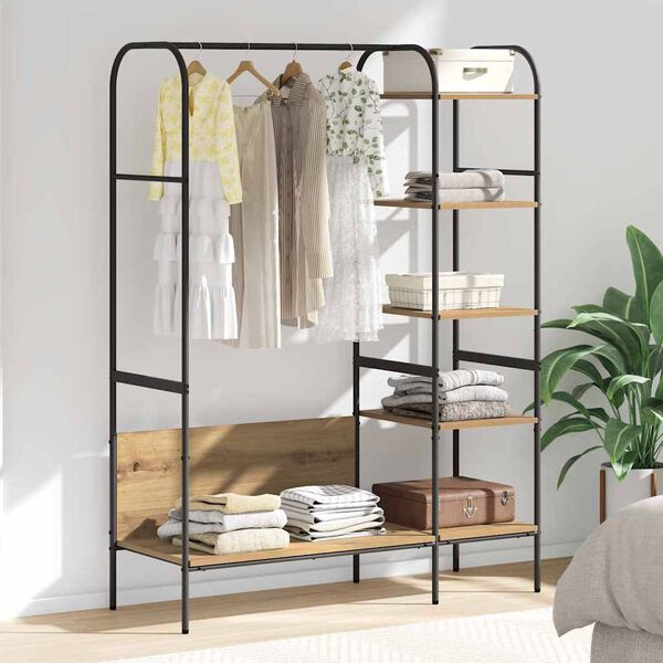 vidaXL Clothes Rack with Shelf Beige 120 x 44 x 160 cm Engineered Wood