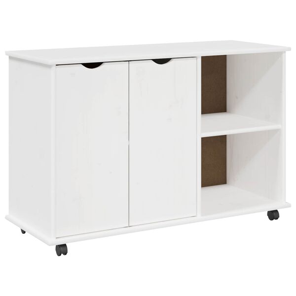 vidaXL Rolling Cabinet White 100 x 39 x 65.5 cm Solid Pine Wood